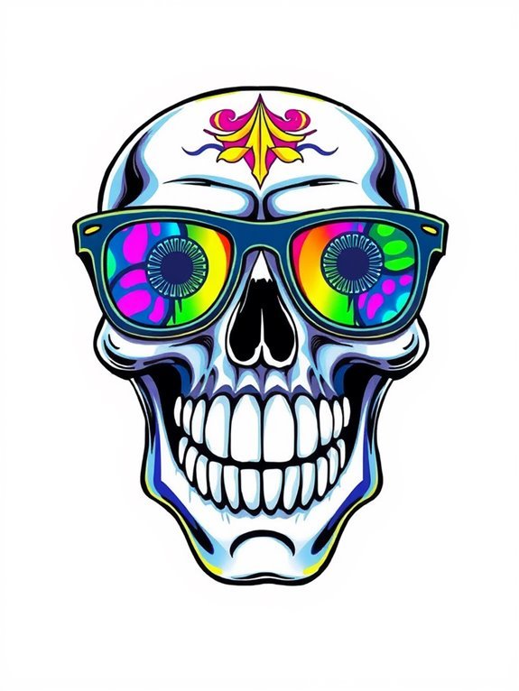 10 Funky Ideas for Drawing a Skull With Glasses and a Cool Smile celebrating life and death