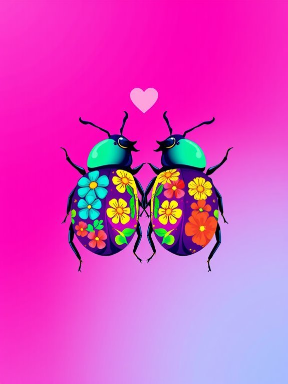 colorful beetles with flowers