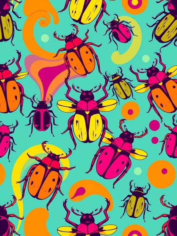 5 Retro-Pop Insect Wallpapers That Scream 1970s colorful designs on beetles
