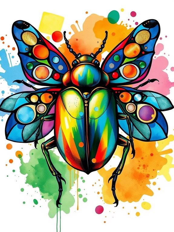 colorful insect art fragments