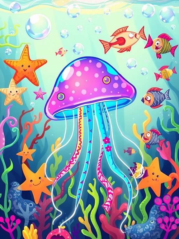 5 Whimsical Cartoon Profile Pics Inspired by Funky Sea Life colorful marine creatures dance