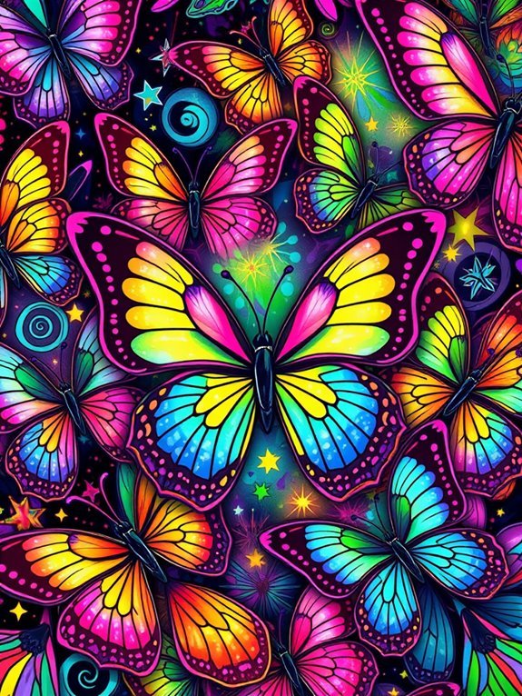 colorful symmetrical wing designs