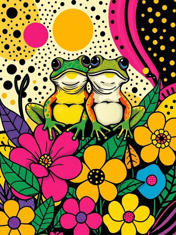 colorful whimsical frog artwork