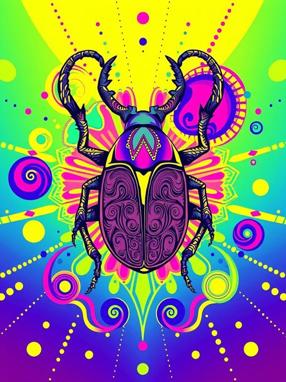 intricate beetle line drawing