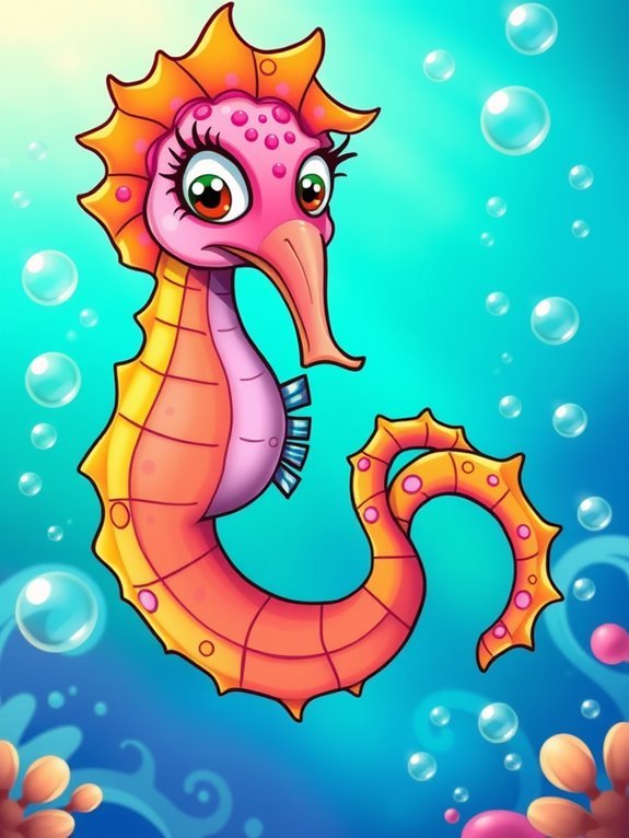 5 Whimsical Cartoon Profile Pics Inspired by Funky Sea Life majestic underwater seahorse beauty