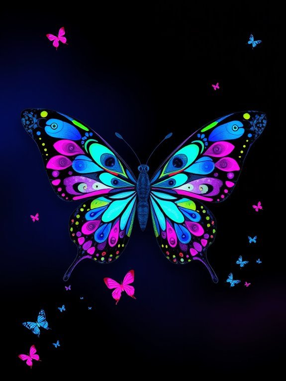 vibrant colorful butterfly explosion