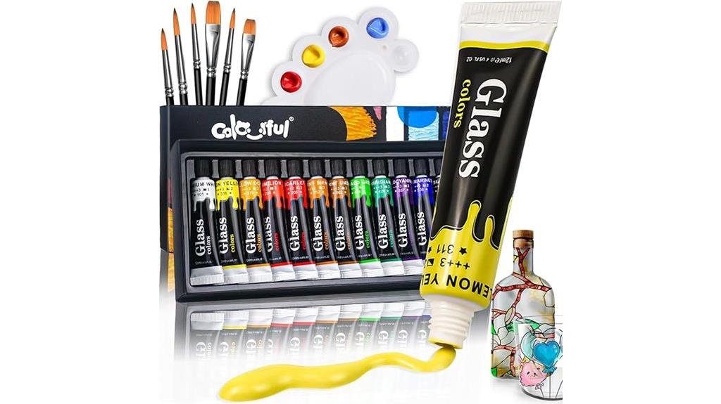 12 color acrylic glass paint set