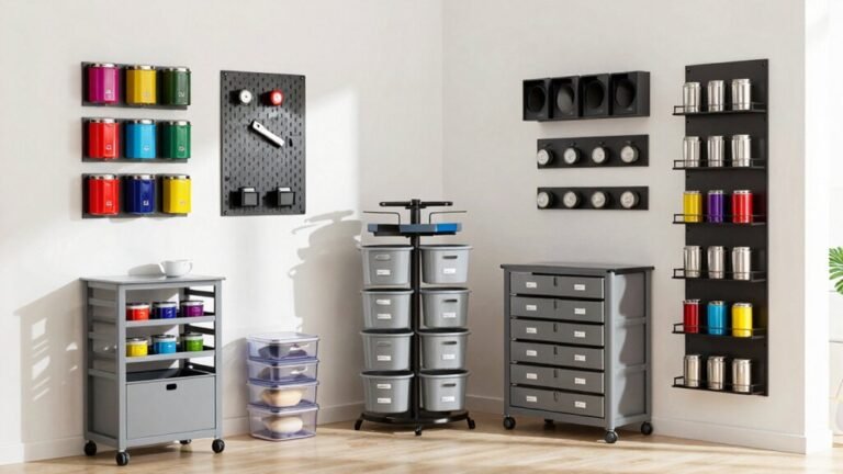 organized workshop spray paint storage